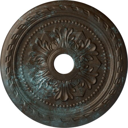 Ekena Millwork Palmetto Medallion (Canopies up to 3 5/8"), 23 5/8"OD x 3 5/8"ID x 1 5/8"P, Bronze Blue Patina CM23PMBBS